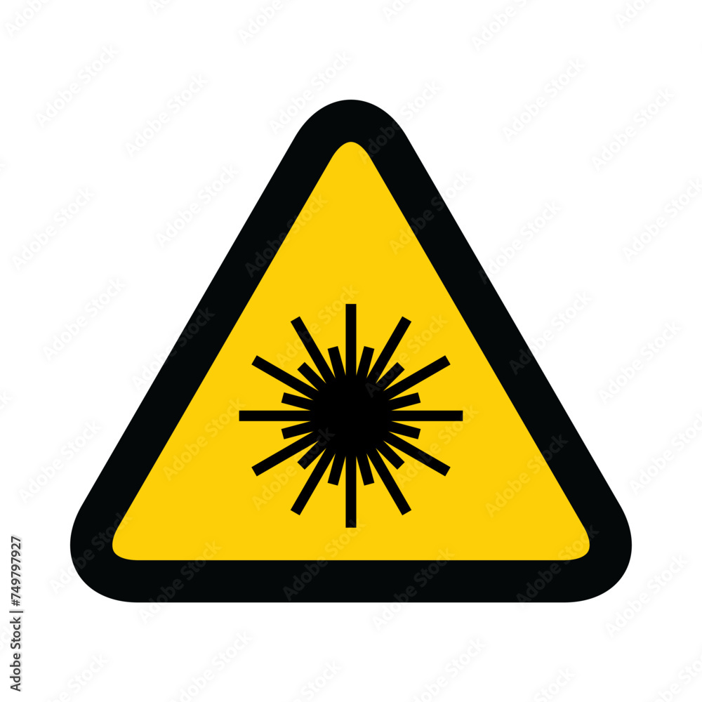 Laser radiation danger label icon, safety protection information symbol vector illustration Laser radiation danger label icon, safety protection information symbol vector illustration
