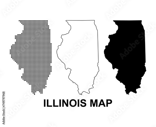 Set of Illinois map  united states of america. Flat concept icon vector illustration