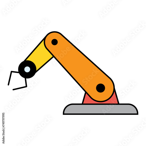 Mechanical robot arm machine icon, technology hydraulic robotic hand, vector illustration