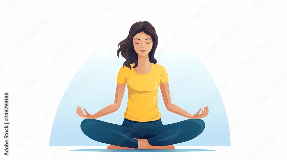 women's meditation, yoga illustration, female yoga