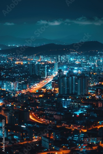 Wallpaper Mural Cityscape view at night from a high rise building, ideal for urban concepts Torontodigital.ca