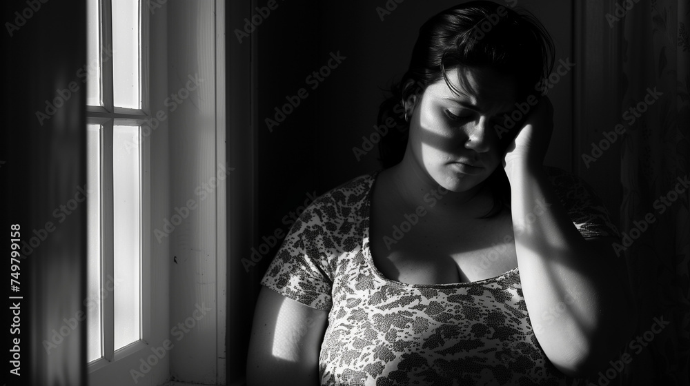 Overweight, depressed young woman. Overweight, depressed young woman.