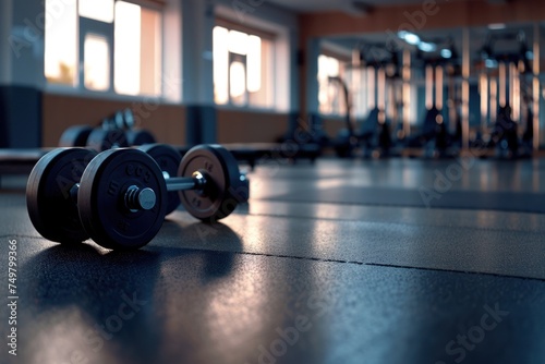 Two individuals sitting on the floor of a gym. Suitable for fitness or relaxation concepts