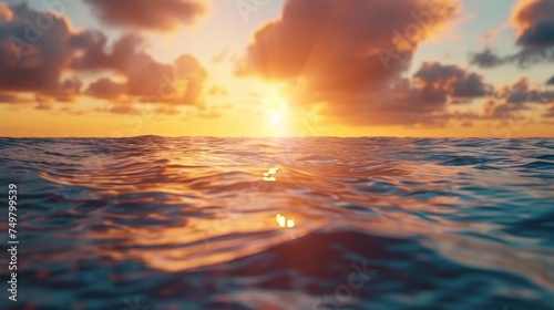 Beautiful sunset over calm ocean water. Perfect for travel or nature concepts