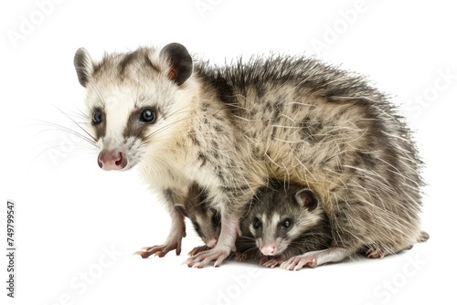 Mother opossum with baby, suitable for wildlife and parenting concepts