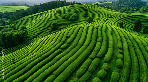 Aerial view of the tea plantation.