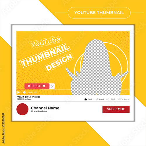 Yellow color youtube thumbnail design vector template
