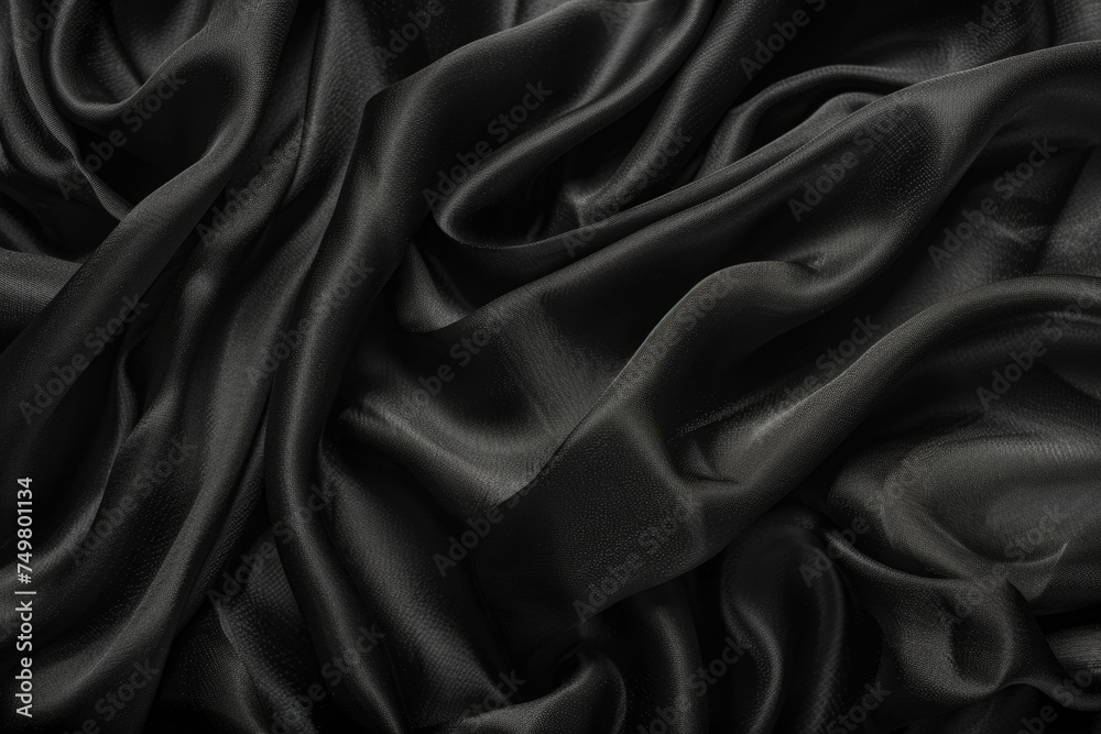 Close up of a black silk fabric, suitable for fashion or textile backgrounds Close up of a black silk fabric, suitable for fashion or textile backgrounds