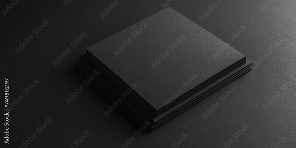 A stack of black business cards on a table. Perfect for corporate branding projects A stack of black business cards on a table. Perfect for corporate branding projects