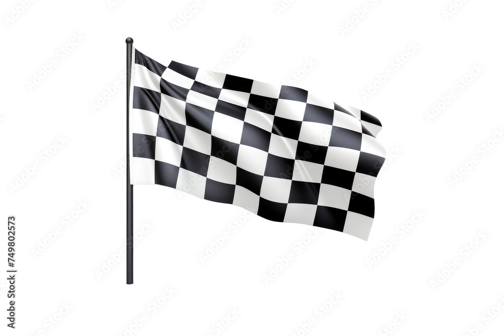 Black and White Checkered Flag on a Pole. A black and white checkered flag is mounted on a pole, commonly used in racing as a signal to indicate the end of a race or training session.