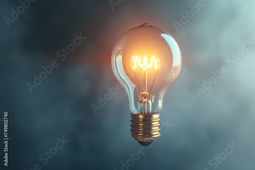 A glow light bulb is seen in flight against a grey background, showcasing light turquoise and navy colors, mid-century aesthetics, and eco-friendly craftsmanship.