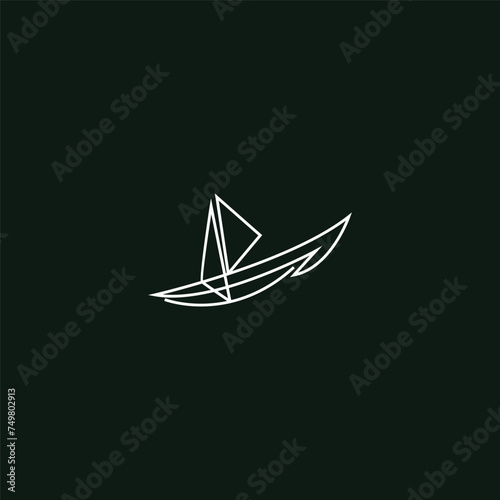 Sailboat - vector logo line concept illustration. Ship sign.