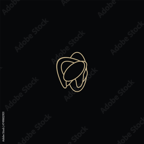 Dental logo, Elegant Luxury with simple line art.