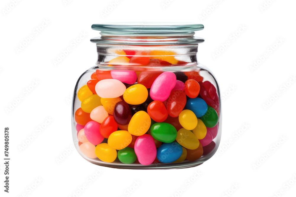 Glass Jar Filled With Assorted Candy. A glass jar brimming with a variety of colorful candies such as gummy bears lollipops and jellybeans. The candy inside the jar overflowing and creates a display. Glass Jar Filled With Assorted Candy. A glass jar brimming with a variety of colorful candies such as gummy bears lollipops and jellybeans. The candy inside the jar overflowing and creates a display.