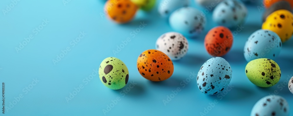 colorful easter eggs on a turquoise background colorful easter eggs on a turquoise background