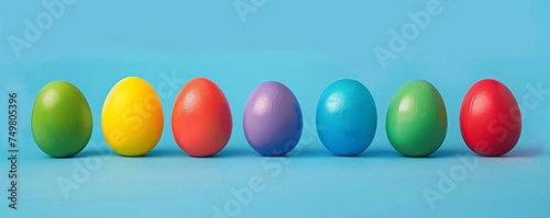 colorful easter eggs on a turquoise background