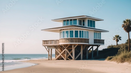 Baywatch house on the beach from Generative AI © Arceli
