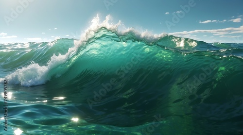 Green sea ocean waves water texture from Generative AI