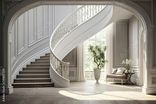 Serenity unfolds in the graceful lines of a Scandinavian staircase, beckoning with its understated beauty and timeless allure.