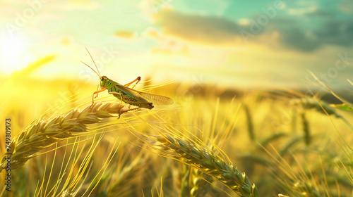 Grasshopper _on a wheat field