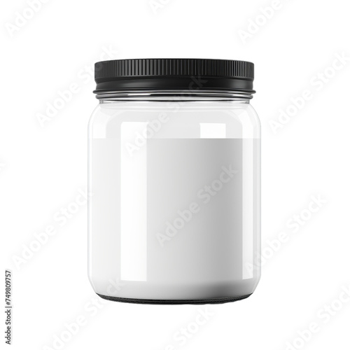 A blank plastic jar with a screw-on lid isolated on transparent background, png