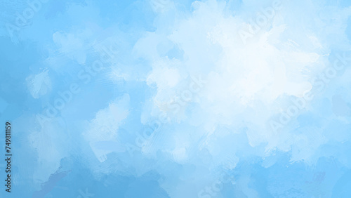 Abstract bright and vibrant light blue and white oil painting background with brush strokes. High resolution full frame digital oil painting on canvas. Copy space. Painting done by me.