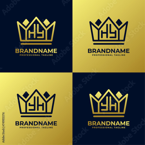 Letters HY and YH Home King Logo Set, suitable for business with HY and YH initials
