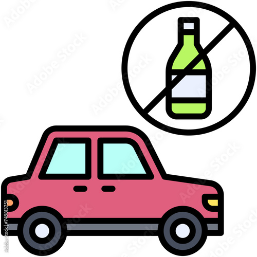 No drink driving icon, car accident and safety related vector illustration