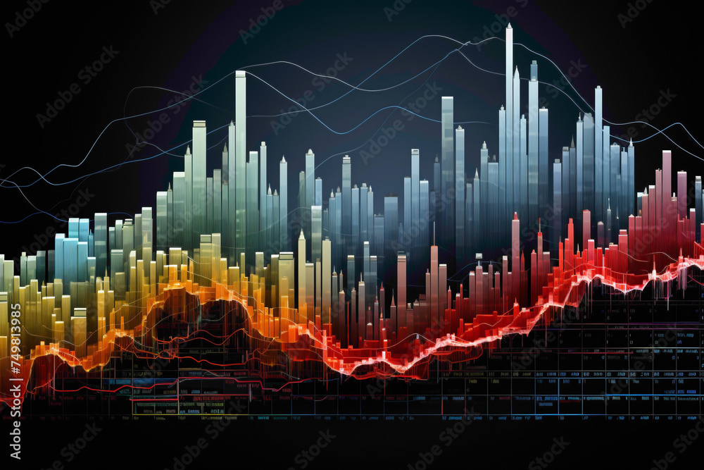 Dynamic visuals showcasing the volatility and trends within the stock market landscape.