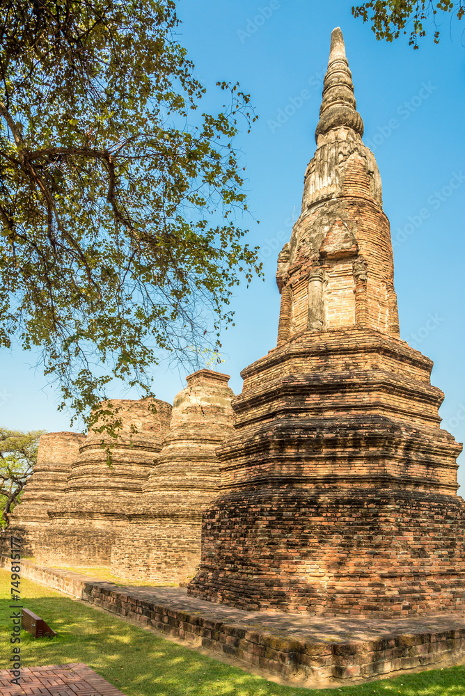 View at the ruins of Phra Ram Wat in the streets of Ayutthaya - Thailand
