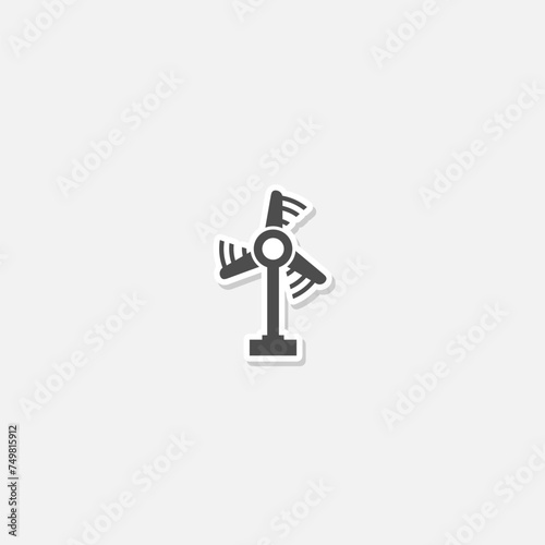 Wind turbine icon sticker isolated on gray background