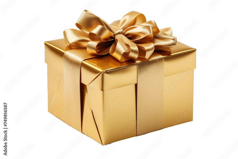 Elegant Gold Gift Box With Bow. A gold gift box with a decorative bow sits elegantly on a table. The shiny surface reflects light, creating a luxurious appearance. Elegant Gold Gift Box With Bow. A gold gift box with a decorative bow sits elegantly on a table. The shiny surface reflects light, creating a luxurious appearance.