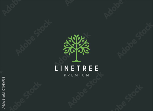 Organic Tree nature symbols. Tree branch with leaves signs. Natural plant design elements emblems. Vector illustration.