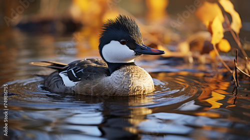 Tufted Duck Swimming In Water, Wildlife Conservation Focus