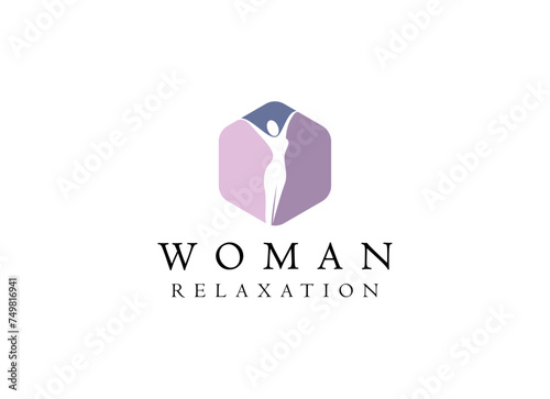 Colorful Silhouette Woman Wellness, Success, Empowered and Health logo design