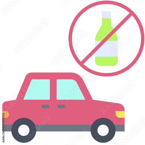 No drink driving icon, car accident and safety related vector illustration