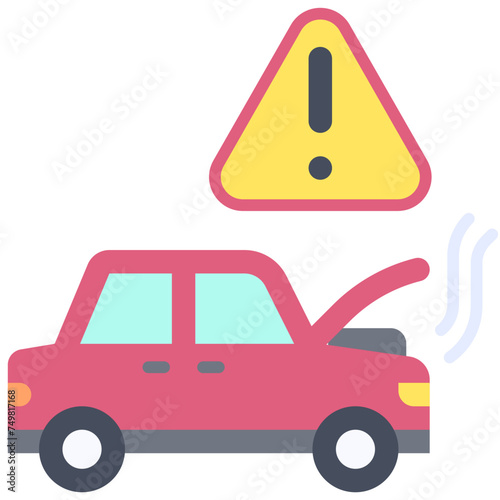 Car overheating icon, car accident and safety related vector illustration