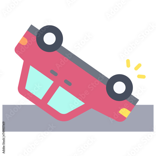 Overturned car icon, car accident and safety related vector illustration