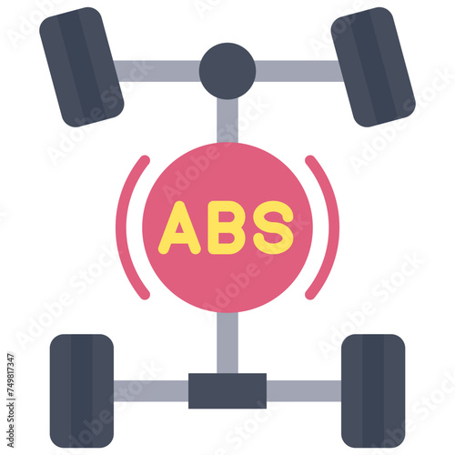 Brake ABS icon, car accident and safety related vector illustration
