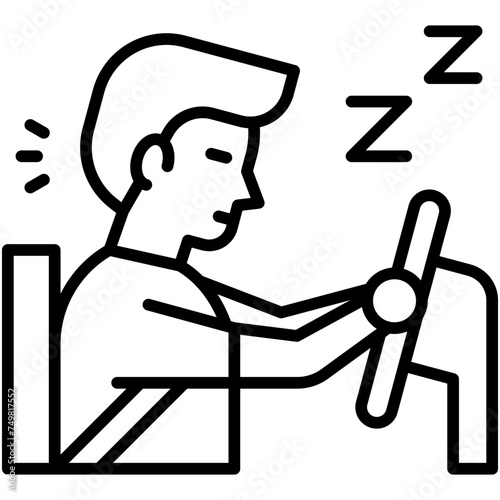 Sleepy driving icon, car accident and safety related vector illustration