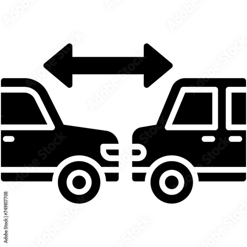 Range between car icon, car accident and safety related vector illustration