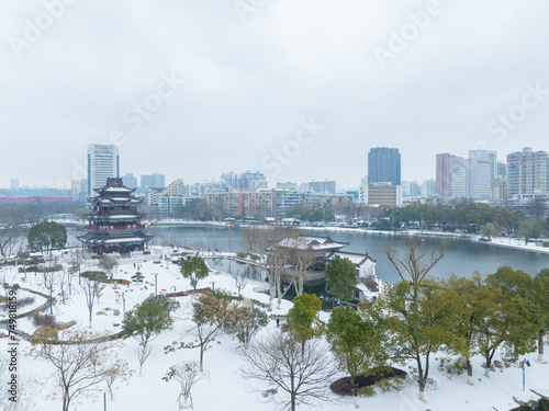 Wuhan Landmark Ziyang Park Snow Scenery photo