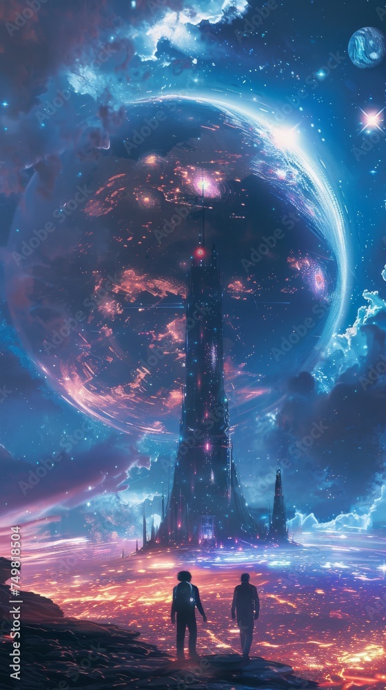 Festival In Milky Ways Edm Scene Futuristic Disco In Space Retro