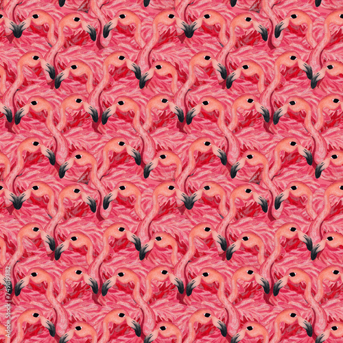 Pink flamingos. Watercolor illustration. seamless pattern