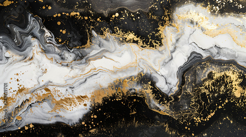 Marble white black gold abstract background