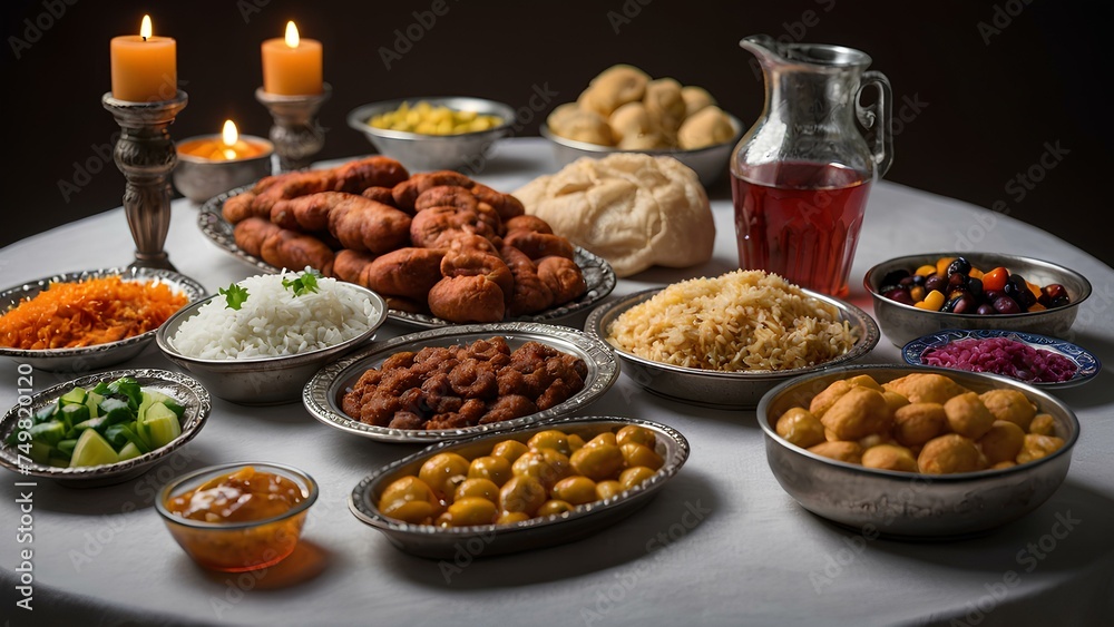 Middle Eastern Suhoor or Iftar meal

