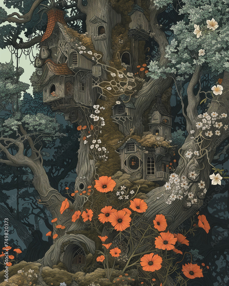 Obraz premium Maison dans les arbres