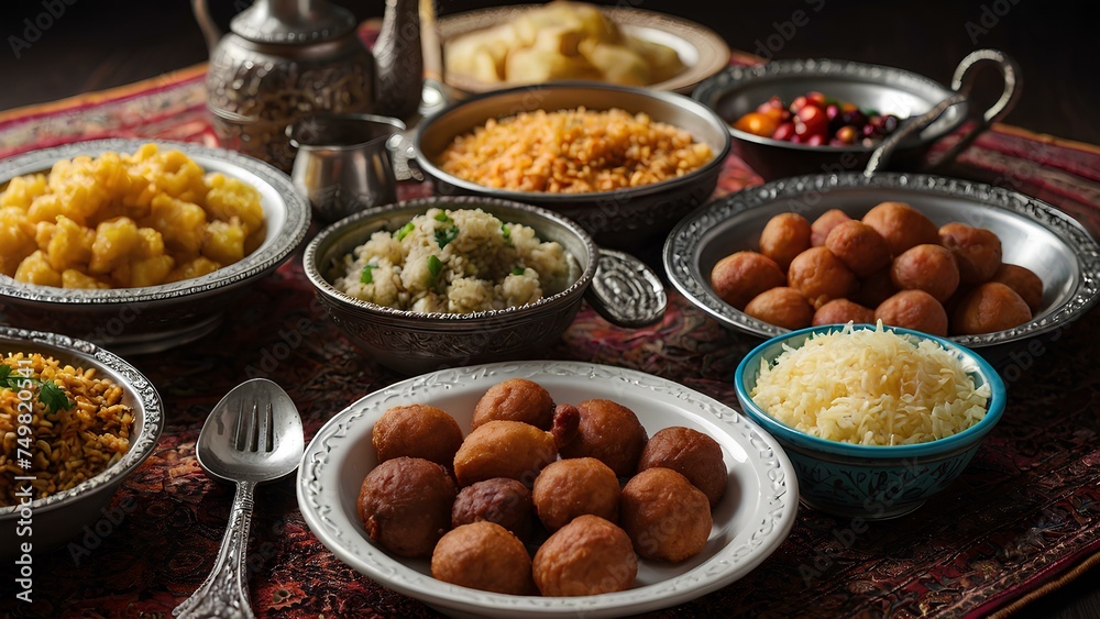 Middle Eastern Suhoor or Iftar meal

