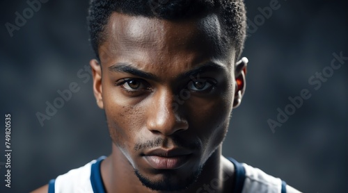 Portrait of a attractive serious fierce fearless athlete black african young man looking at the camera from Generative AI