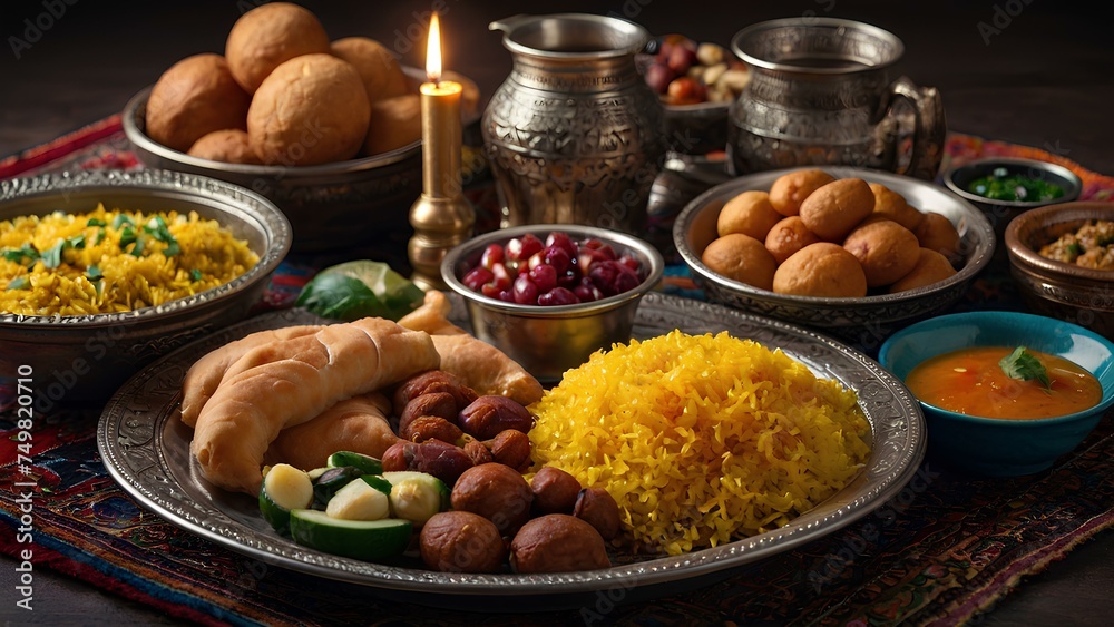 Middle Eastern Suhoor or Iftar meal

